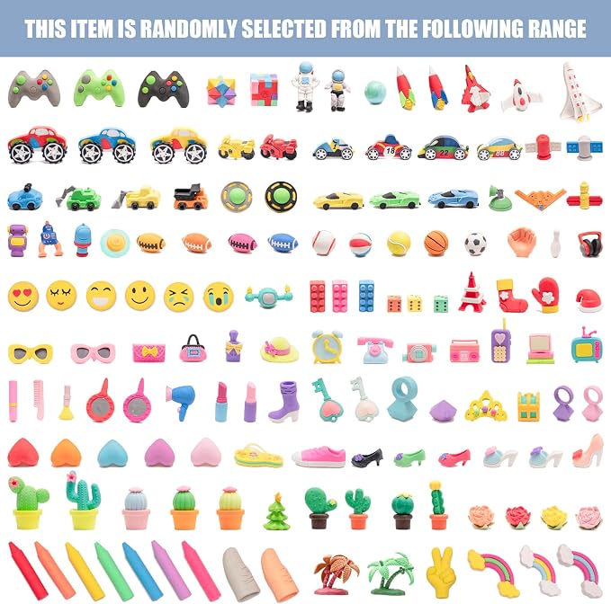 182pcs 3D Cute Kids Erasers, Random Desktop Pet Toys Gifts, Classroom Rewards - Image 5