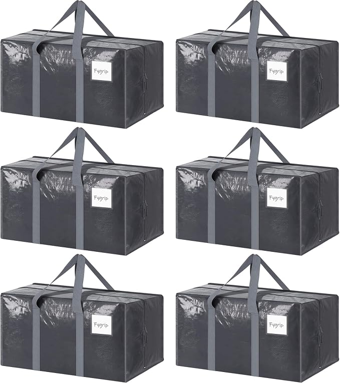 6 Pack Extra Heavy Duty Large Moving Bags by Fygrip
