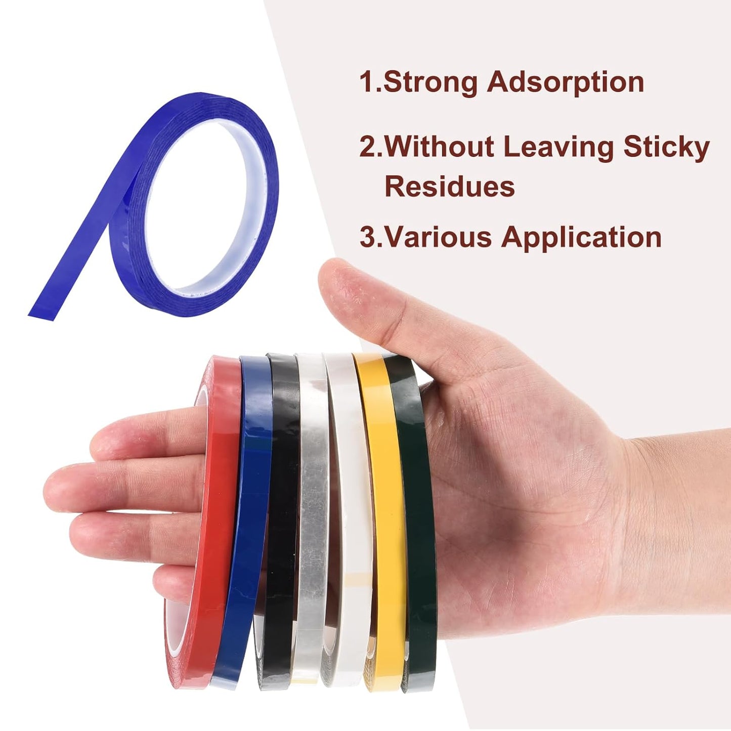 MECCANIXITY 10 Rolls Whiteboard Tape Graphic Chart Tape 12mm 54.7 Yard Art Tape Thin Self-Adhesive Pinstripe Tape Masking Tape for Gift Wrapping Craft Supplies, Blue