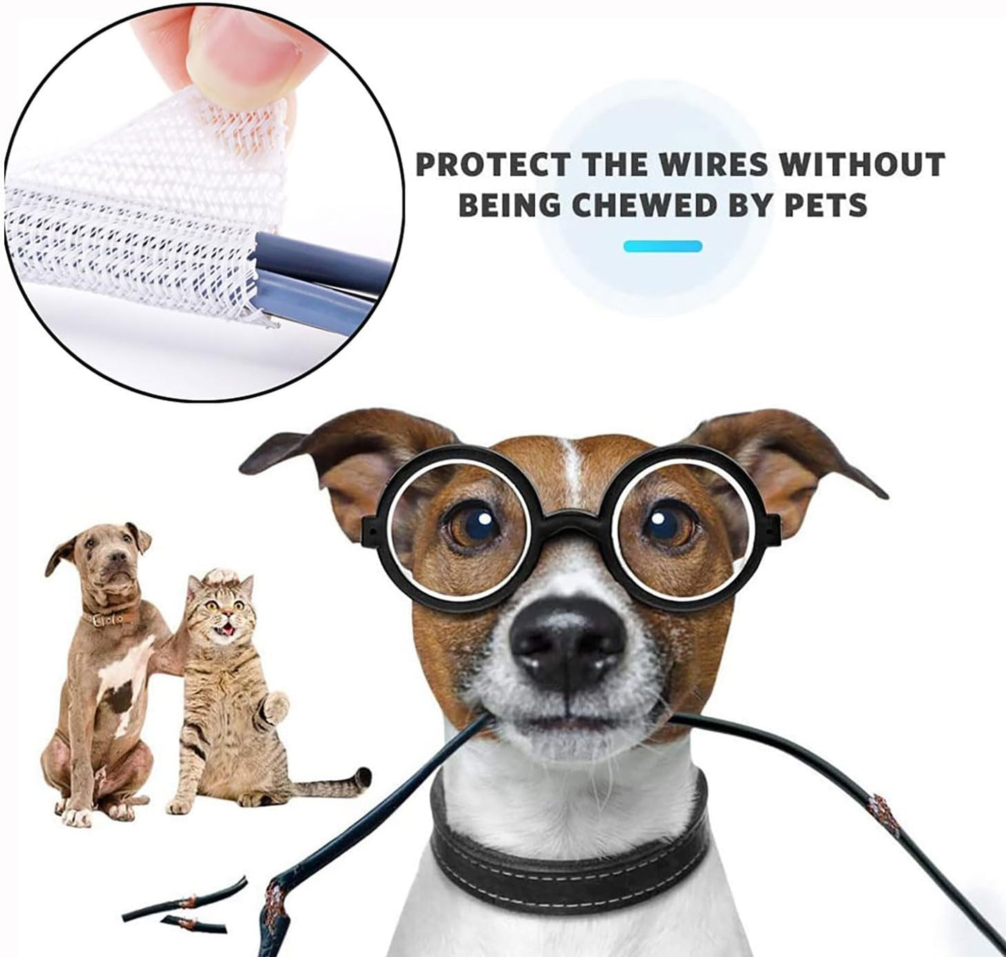 25ft 1 Inch White Cable Sleeve – Split Wire Loom Tubing Cord Protector – Flame Retardant Polyester Cable Cover for Desk, TV, PC Setup – Protects Cords from Pets & Organizes Wires