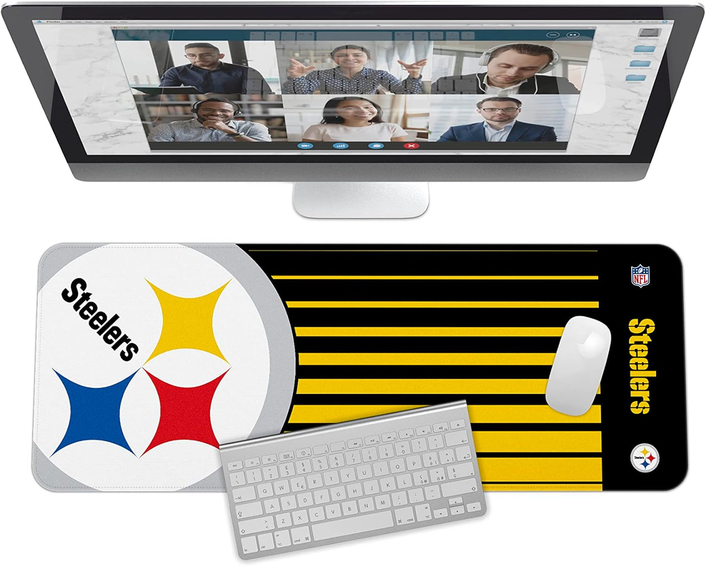 SOAR NFL Unisex Multifunctional Desk Mat for Desktop, (31.5"x12") - Ultra Soft Fabric with Non-Slip Rubber Backer - Water Resistant & Durable Nylon Stitching - Officially Licensed NFL, Desk Pad
