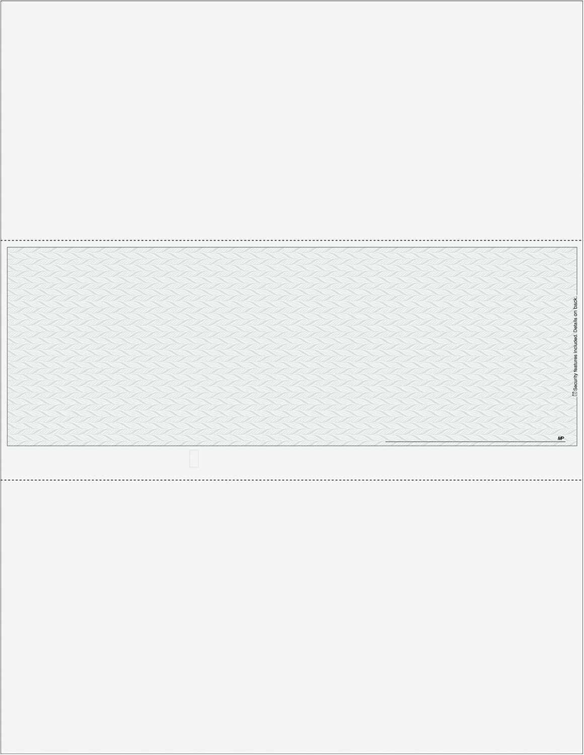 Classic Blank Business Middle Check, Blank Computer Check Paper with Gray Herringbone Background and Signature Line, 500/Pk