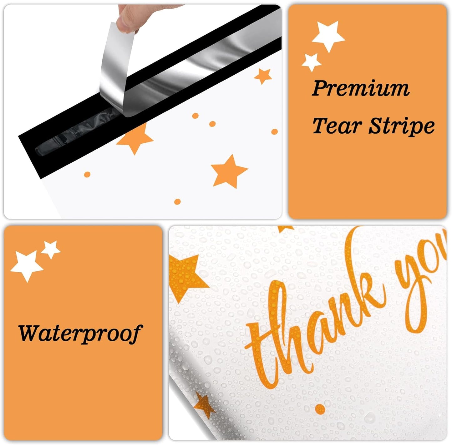 Thank You Poly Mailers 10x13 Inch 100 Pcs - Pentagram printed Shipping Bags, 2.4mil Thickness, Waterproof and Tear Resistant Mailing Envelopes, Self-Sealing Packaging Bags for Small Business