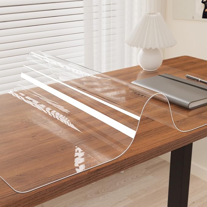 Oterri Clear Writing Desk Pad, 47.2’’x16.9” Heat Resistant Waterproof PVC Round by Oterri