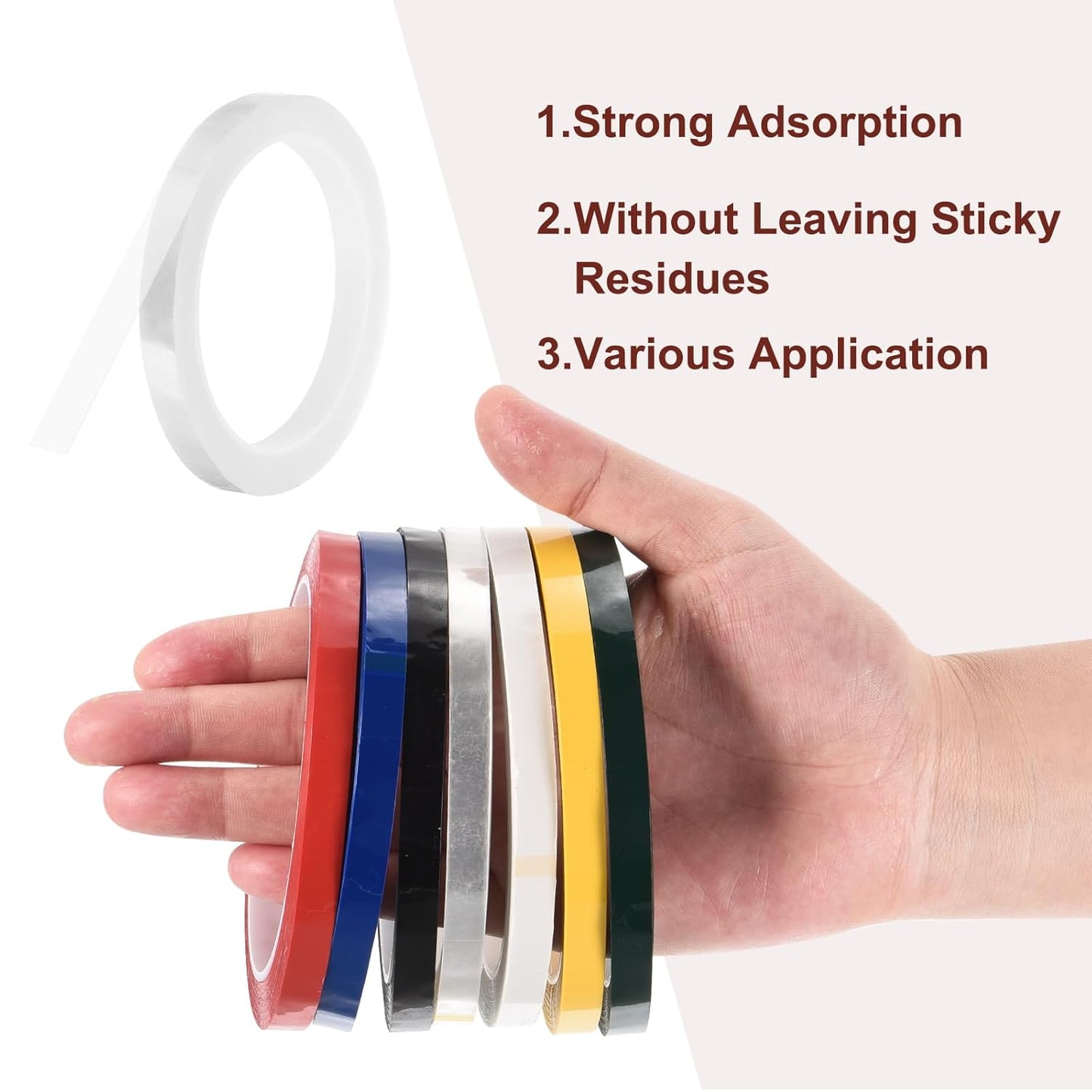 MECCANIXITY 10 Rolls Whiteboard Tape Graphic Chart Tape 10mm 54.7 Yard Art Tape Thin Self-Adhesive Pinstripe Tape Masking Tape for Gift Wrapping Craft Supplies, Clear