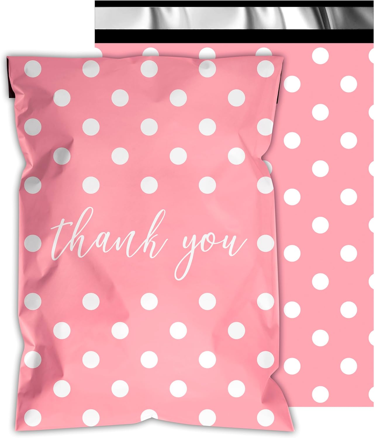 Thank You Poly Mailers 6x9 Inch 100 Pcs - Pink Dots printed Shipping Bags, 2.4mil Thickness, Waterproof and Tear Resistant Mailing Envelopes, Self-Sealing Packaging Bags for Small Business