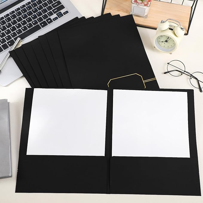 Kisston 10 Pack Executive Twin Pocket Folders Letter Size Black - Image 4