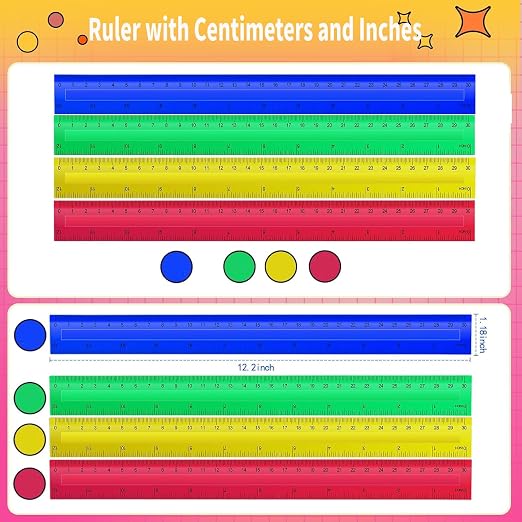 12 Inch 100 Pcs Rulers Bulk Plastic Kid Ruler - Image 3