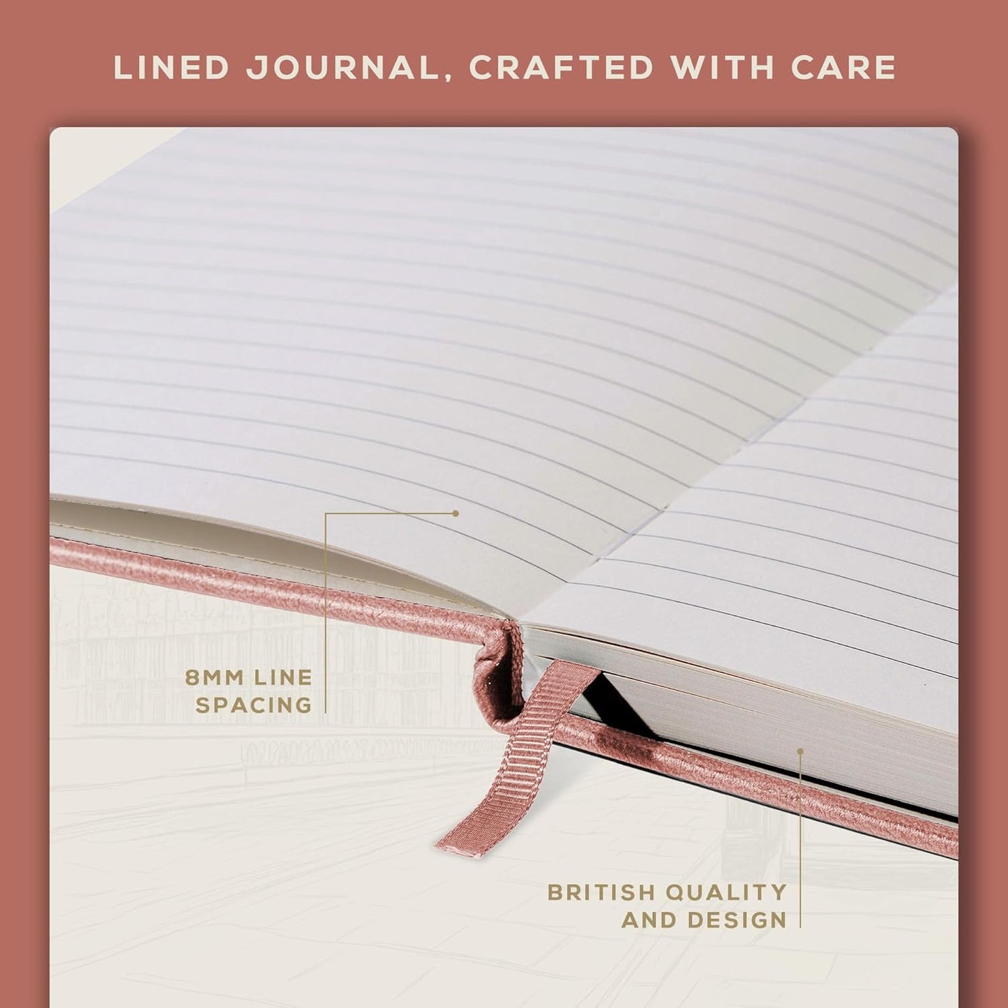 BEECHMORE BOOKS Lined Journal Notebook, 5.8 x 8.3 inch, A5 160 Lined Pages, Hardcover Leather Journals for Women, Men, Writing and Notebooks for Work - 120 GSM Thick Paper, Gifts Box Included