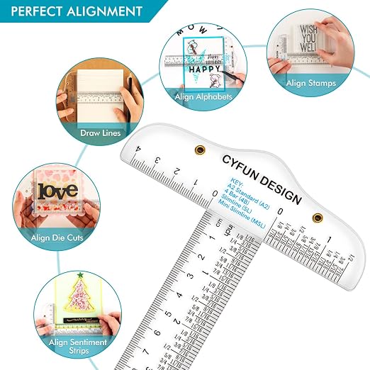 3PCS 6 Inches/15cm Acrylic Clear T-Square Ruler, Inches and Metric, Transparent - Image 4