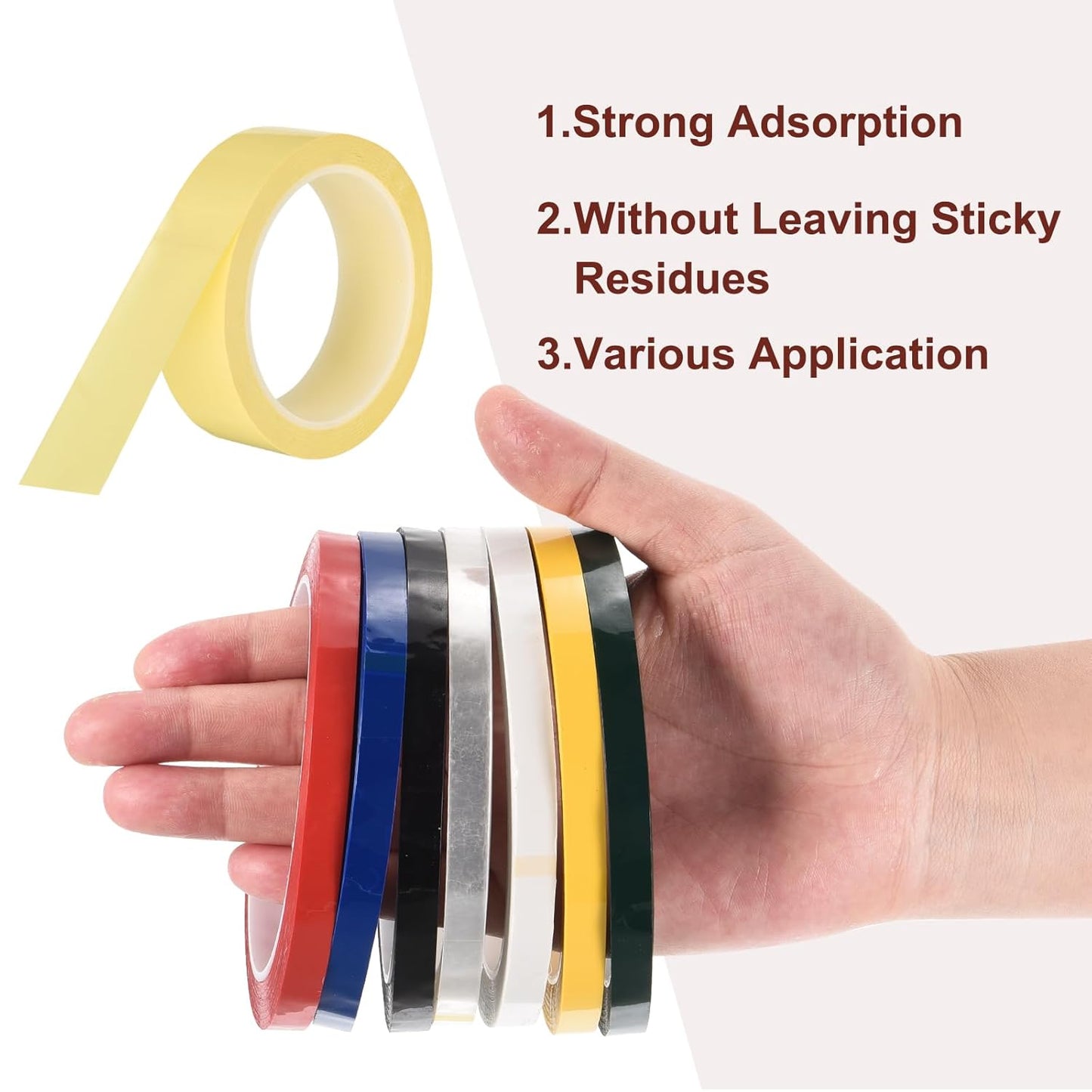 MECCANIXITY 6 Rolls Whiteboard Tape Graphic Chart Tape 30mm 54.7 Yard Art Tape Thin Self-Adhesive Pinstripe Tape Masking Tape for Gift Wrapping Craft Supplies, Light Yellow