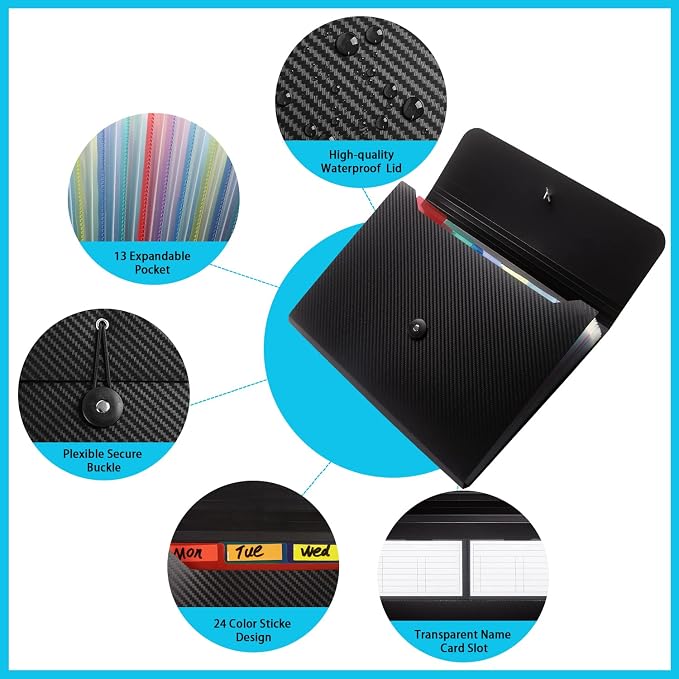 Expanding File Folder File Organizer 13 Pockets Accordion Filing Folder - Image 2