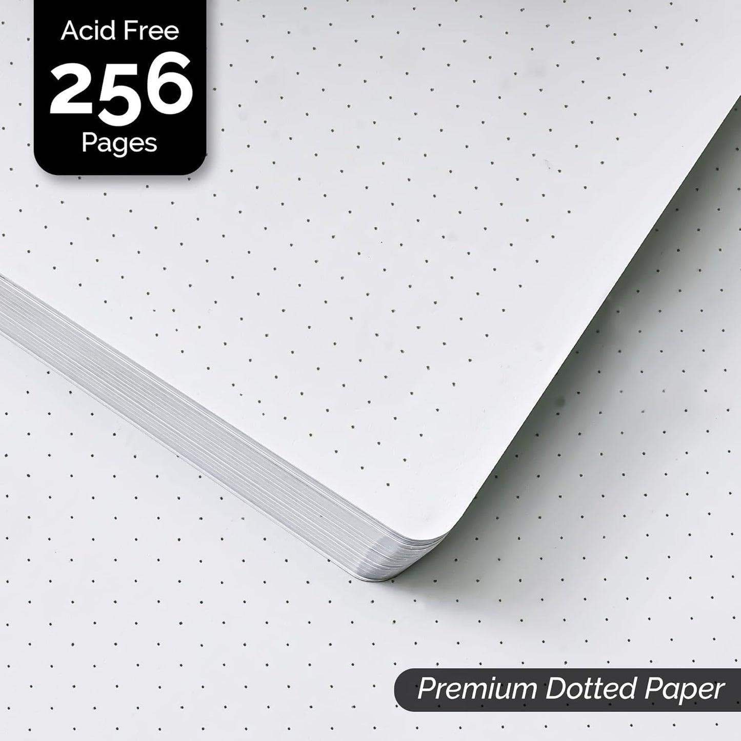 Nextnoid Hardcover Dotted Journal Notebook - 120 GSM Thick Paper, Medium A5-256 Pages - Perfect For Handwriting, Diagrams, Note-Taking and To-Do Lists (Dot, Black)