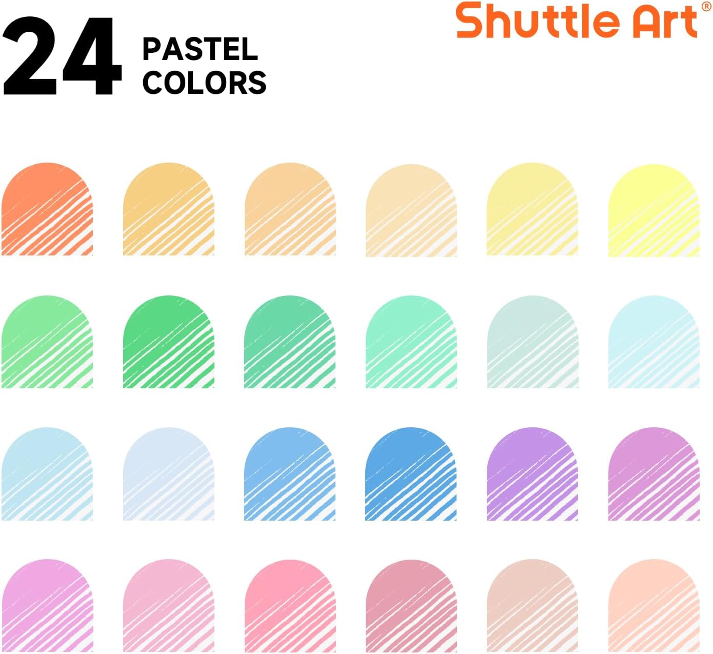 Shuttle Art Pastel Gel Pens, 24 Pastel Milky Colors Gel Pen for Black Paper, Adults Coloring Books Drawing Doodling Crafts Scrapbooking Journaling