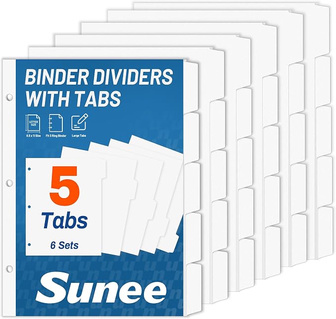 SUNEE Binder Dividers with Tabs by SUNEE