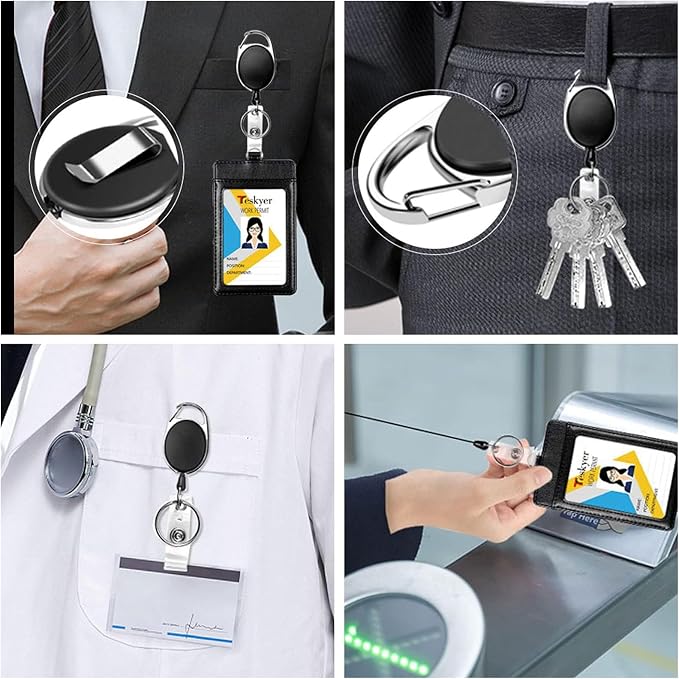 Teskyer Badge Reel, 2 Pack Retractable Badge Holders - Image 6