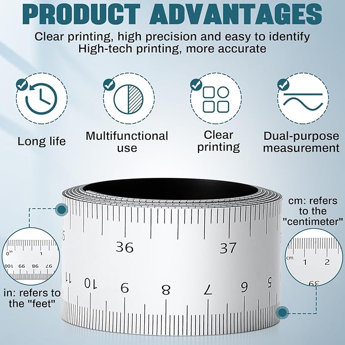 Relaxweex 4 Pcs 39.37 Inch Magnetic Ruler Flexible Tape Magnetic Tape Measure - Image 4
