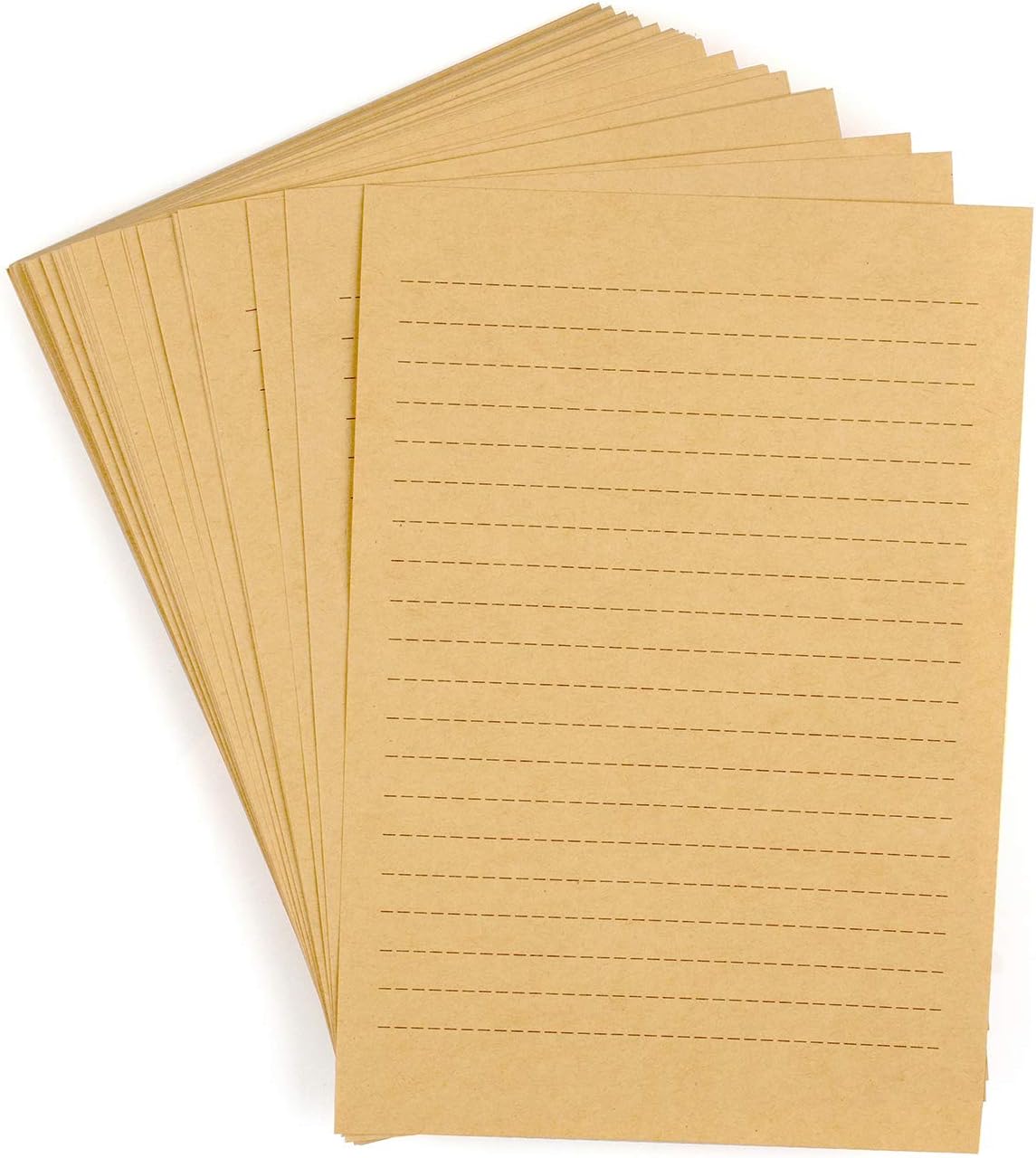 100pcs Vintage Kraft Stationary Paper 8.3 x 11.5 inch, A4 Sheets 120gsm Printable Lined Stationery Writing Letter Papers Bulk Set for Personalized Letters, Creative Poems, Lyrics, Office Notes