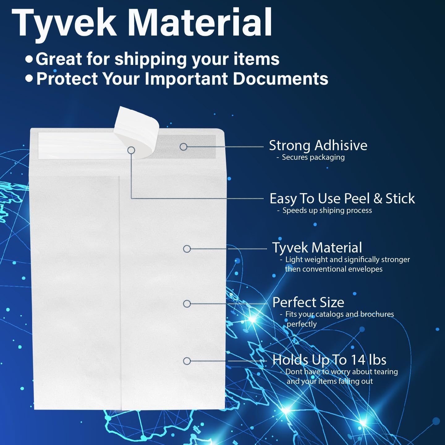 9 x 12 Envelopes, Tyvek Envelopes 9x12, Catalog Envelopes 9x12, Self Sealing Closure, Tyvek Material, 14 lb., Puncture, Tear & Moisture Resistant (500 Pack)