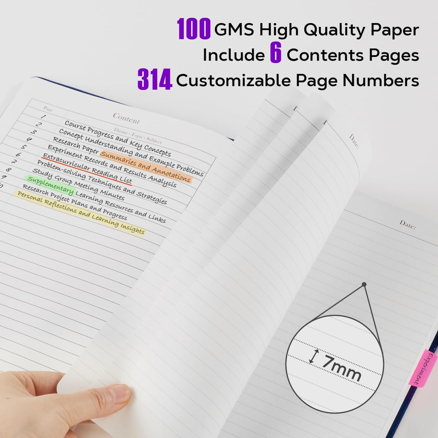 Large Journal Notebook 8.5 x 11, 320 Pages A4 College Ruled Notebook Journal for Writing Women Men, Leather Journal Notebook for School Work, Pearlescent Purple Notebook