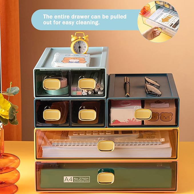 Large Desk Drawer Organizer 13"x9"x3.3" Stackable Desktop Storage Organizer - Image 3