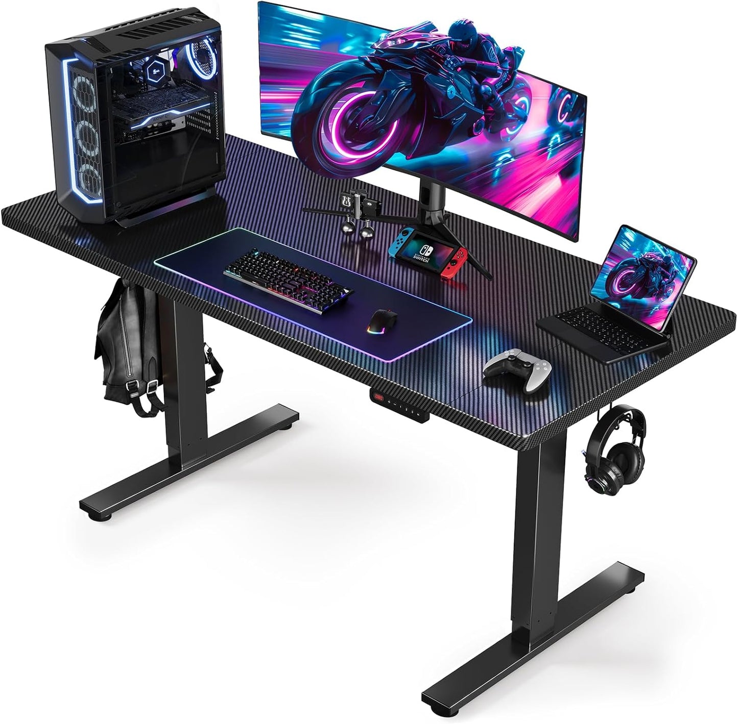 SIAGO Electric Standing Desk Adjustable - 55 x 24 Inch Sit Stand up Desk with Cable Management - 3 Memory Preset Adjustable Height Table