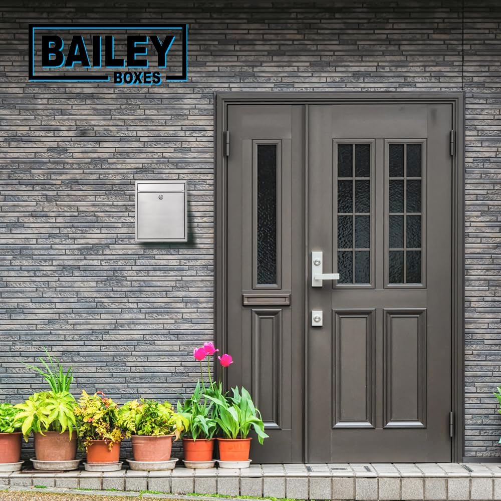 Modern Wall Mounted Locking Small Architectural Mailbox from Bailey Boxes - 12.25" H x 10.25" W x 3.5" D - The Murphy