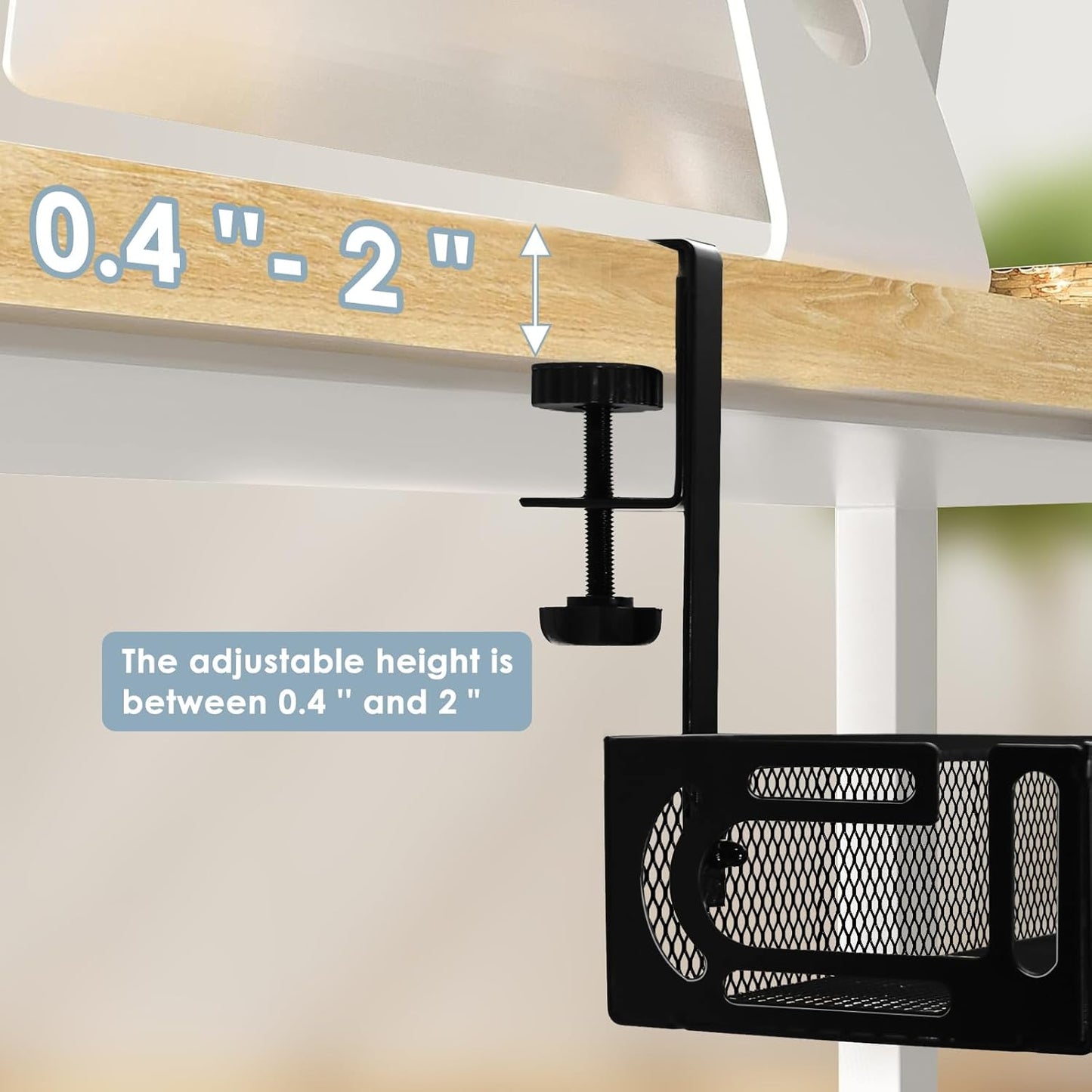 Under Desk Cable Management Tray, Cable Management Under Desk No Drill, Wire Management Tray with Clamp, Cord Organizer for Home Office, Black