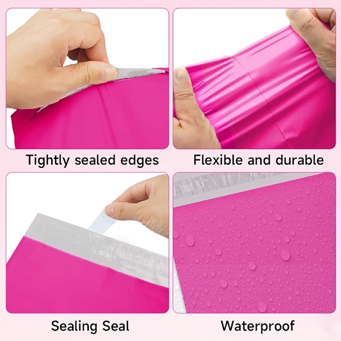 Pink Poly Mailers 10x13 Inch, 100 Pack | Self-seal shipping bags - Image 2
