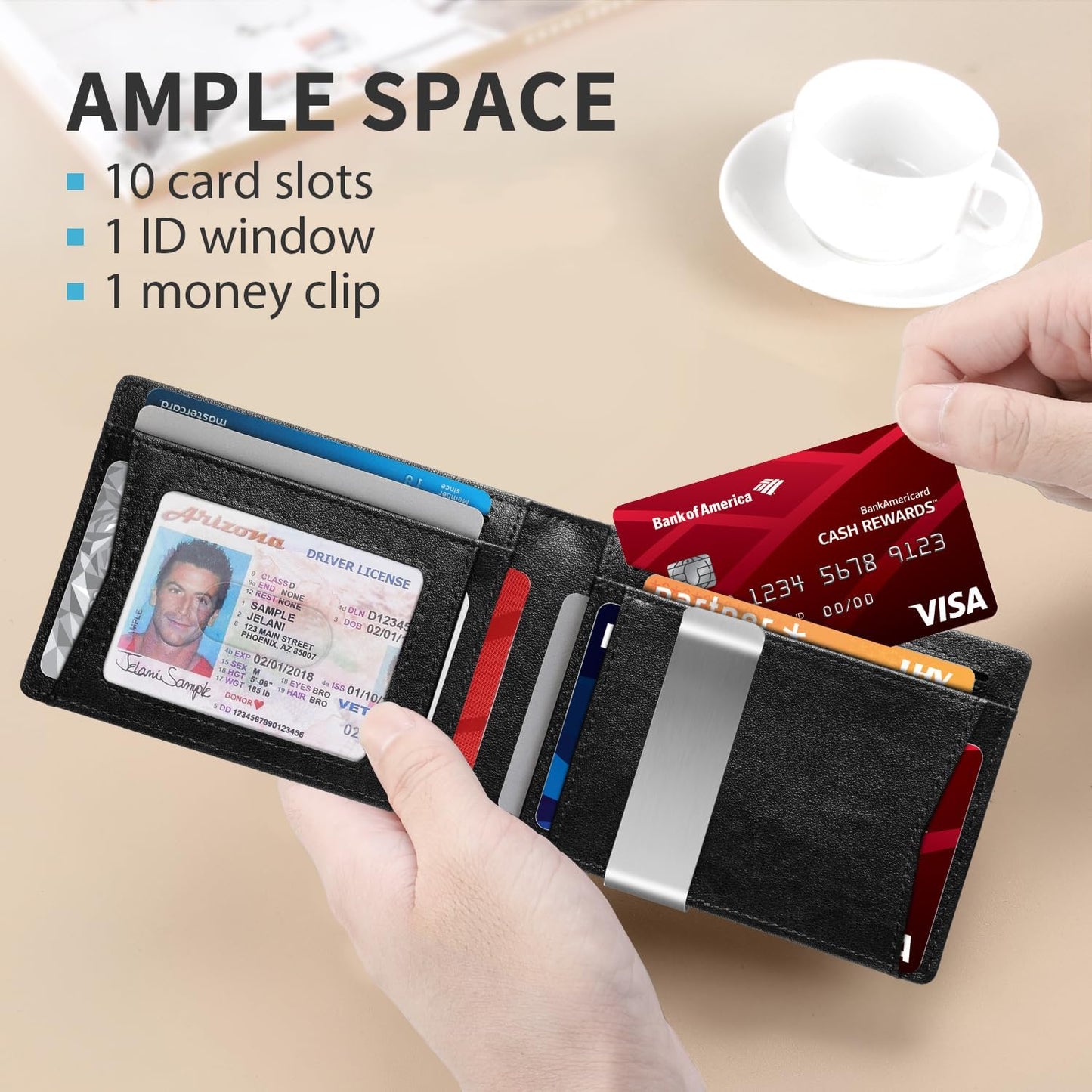RUNBOX Money Clip Slim Wallets for Men RFID Blocking 11 Card Holder Minimalist Small Leather Bifold Men's Front Pocket Wallet Gift Box