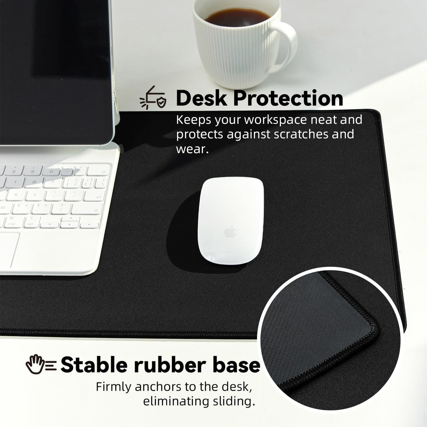 Large Gaming Mouse Pad with Durable Stitched Edges, Non-Slip Rubber Base, Big Computer Keyboard Mouse Mat Desk Pad for Home Office Gaming Work, 31.5"x11.8"x0.12", Black