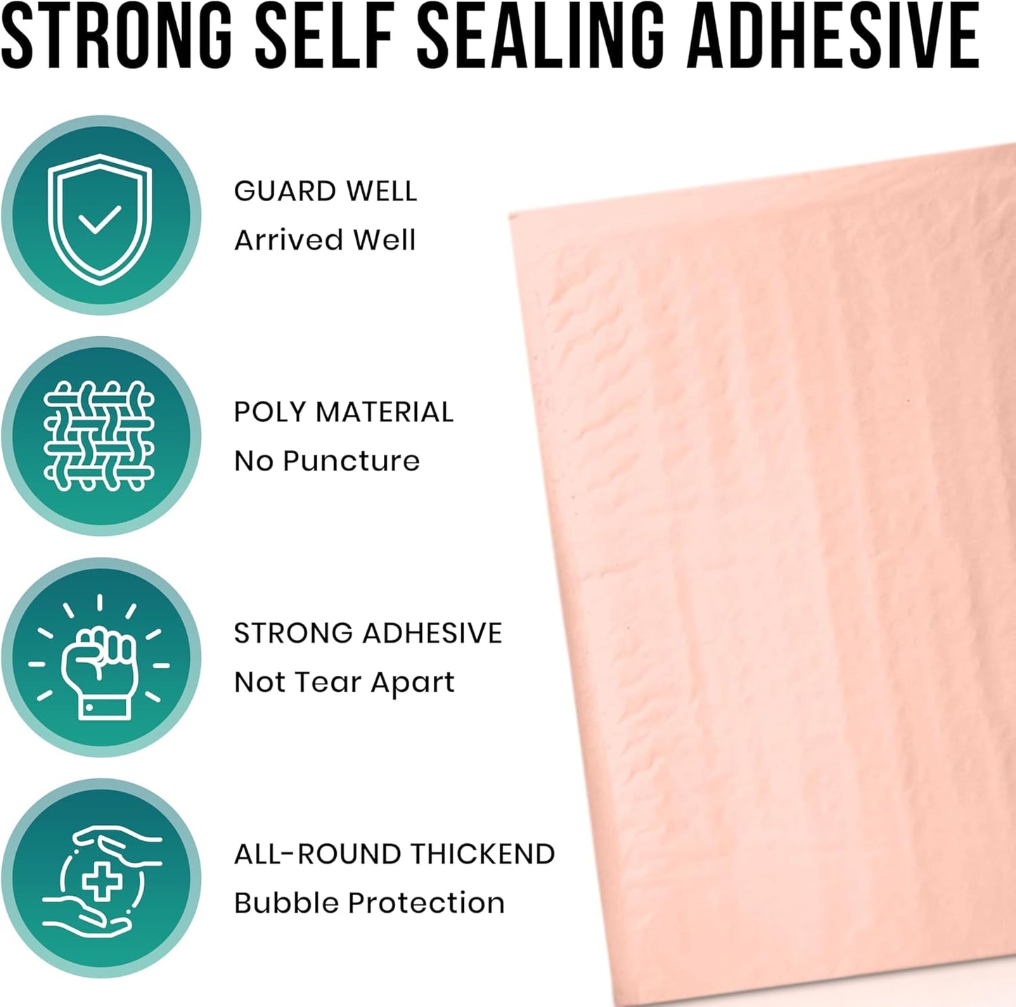 Levex - #0 6" x 10" [5 Pack] Light Pink Poly Bubble Mailers, Padded Envelope Mailers, Packing Envelope & Mailing Bags for Shipping