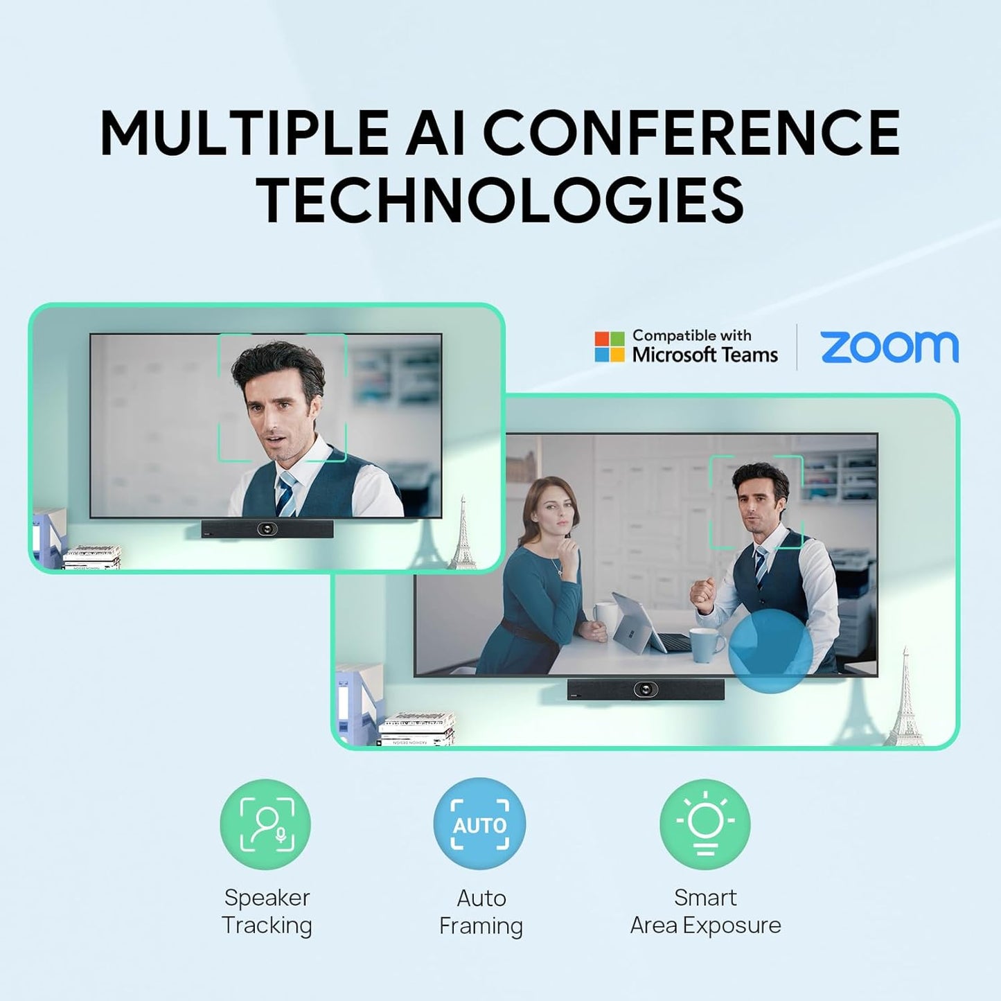Yealink UVC40 E2 4K 30FPS USB Video Conference Camera, Teams Zoom Certified,120° Wide Angle Webcam with 8 Microphones and Speakers, Audio and Video Conferencing System for Small and Huddle Rooms USB-A