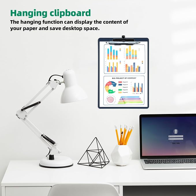 FRETONBA Blue Clipboard with Pen Holder, 2 Pack Plastic Clipboard with Low - Image 6