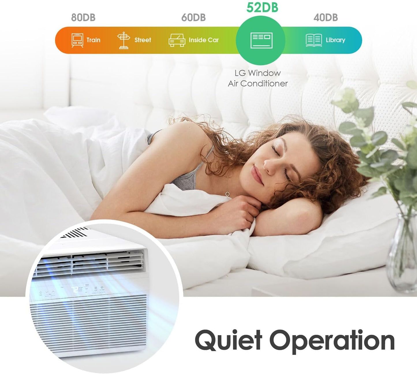 LG LW8024RSM, White 8,000 Smart Air Conditioner with Dehumidifier, 115V, Medium Rooms up to 350 Sq. Ft, Window Unit AC with Remote Control, 3 Speeds, Auto-Restart, 24-Hour Timer, 8000 BTU