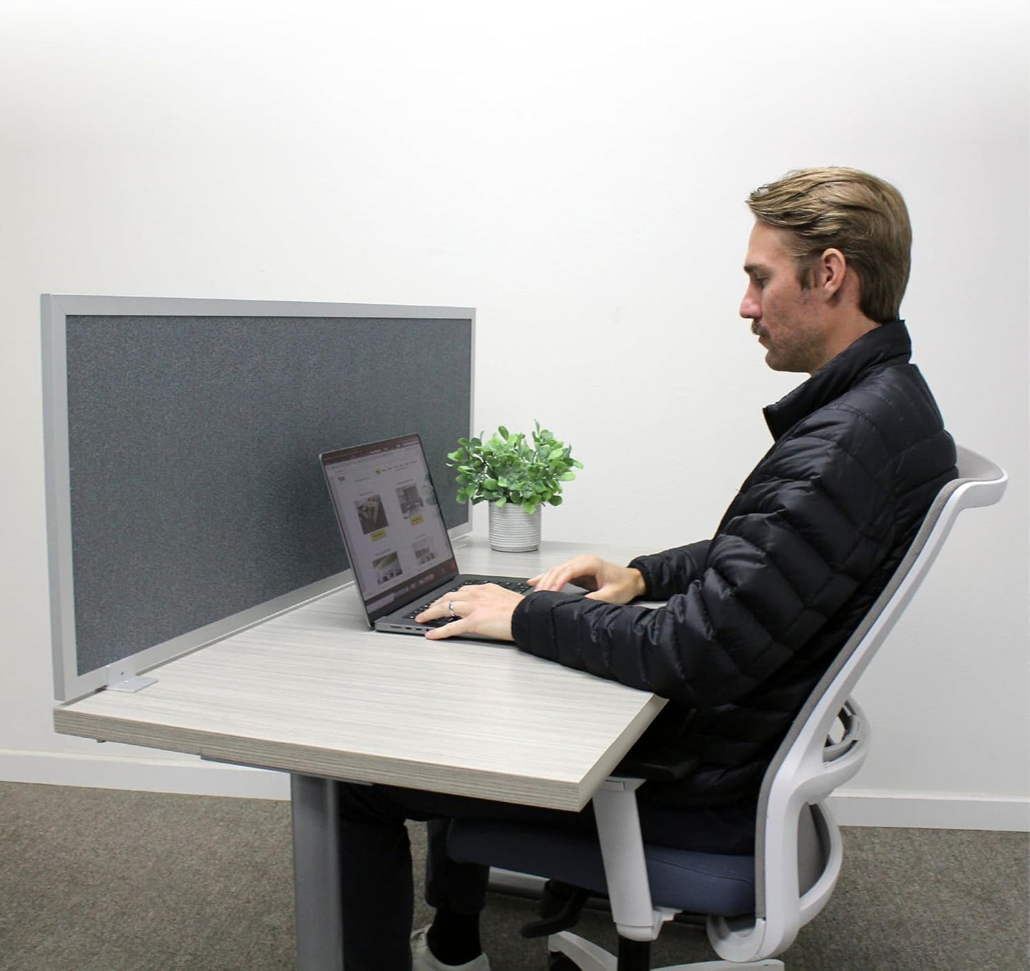 OBEX Acoustic Mounted Screen Privacy Panel Table Top Separator, Sound Blocking Desk Divider (Graphite, 24" X 72")