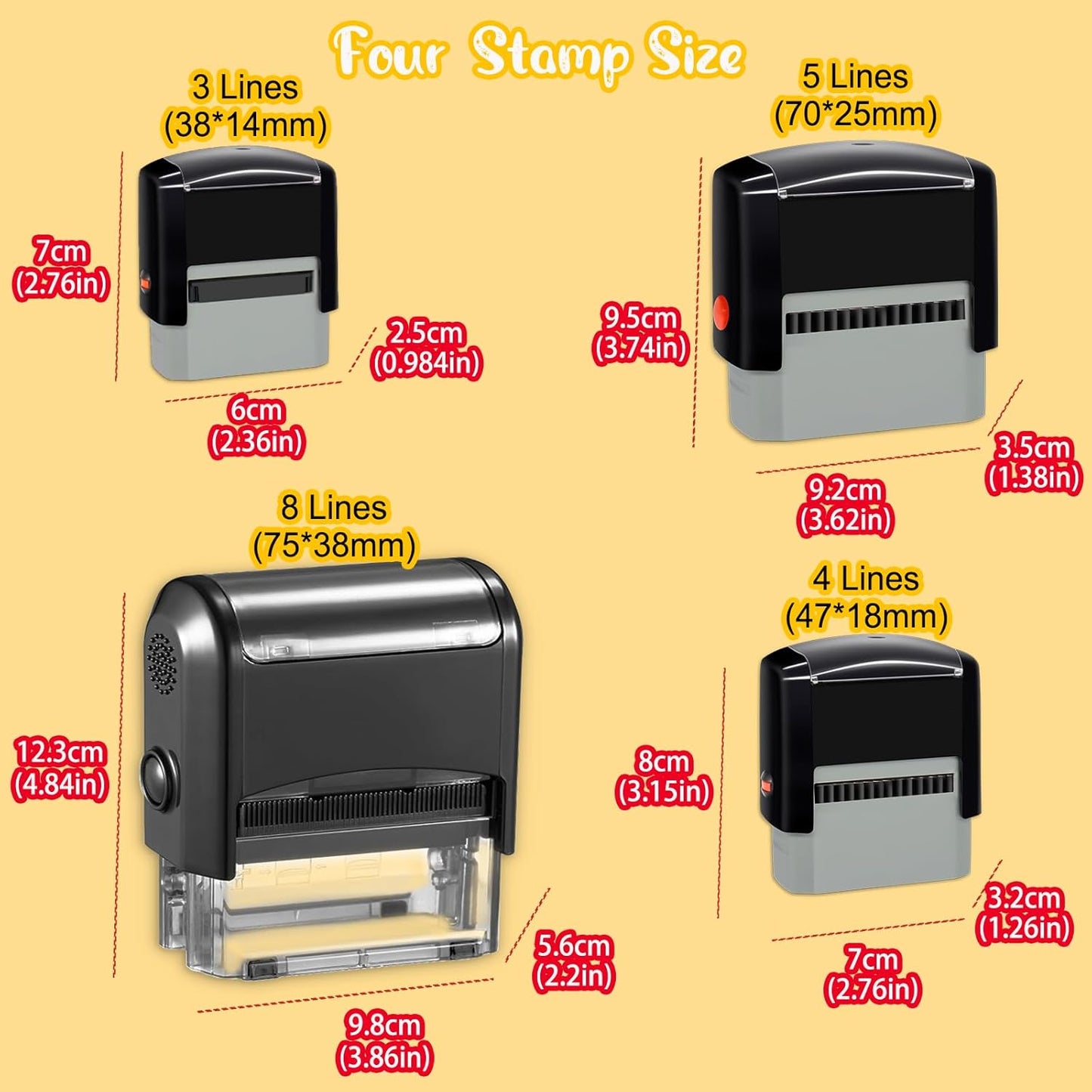Personalized Stamp Custom Self-Inking Rubber Stamps for Business Customized Return Address with Name Date Up to 3 Lines-38x14mm