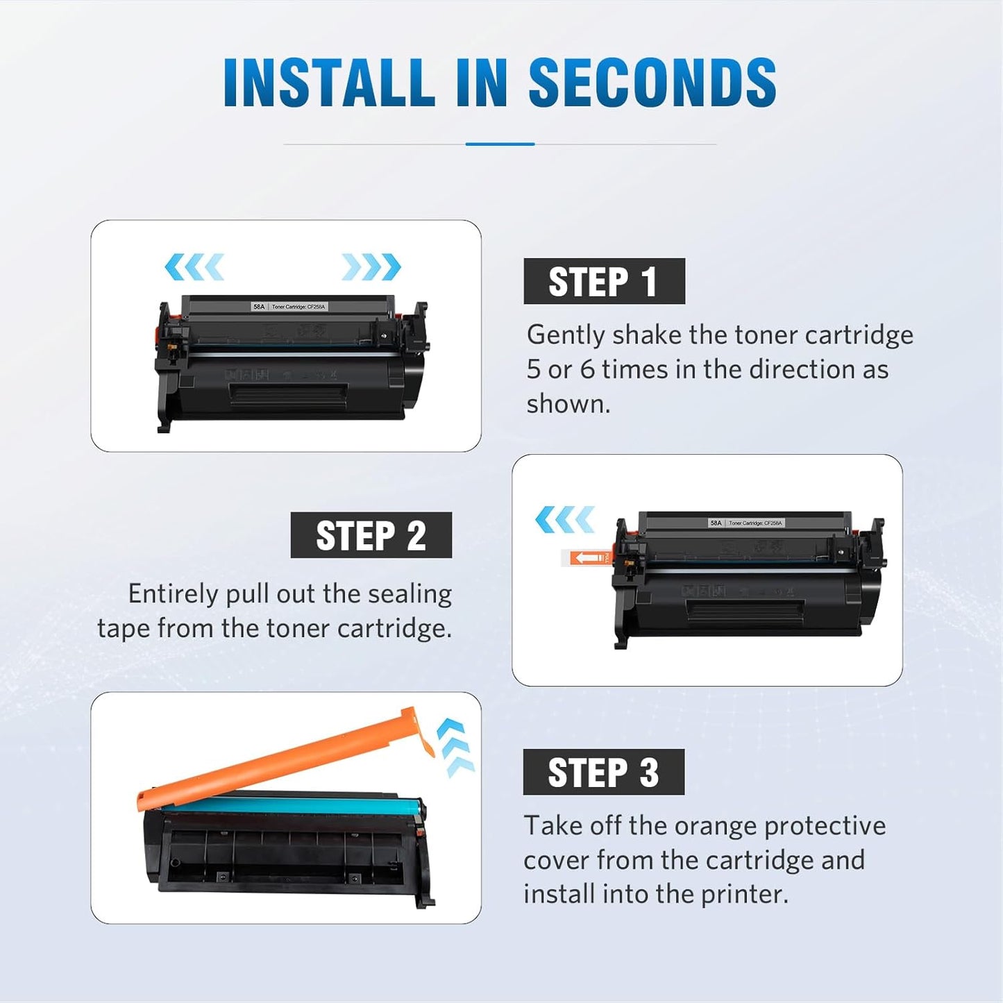 58A CF258A Toner Cartridge (with chip) Compatible Replacement for HP 58A CF258A 58X CF258X Laserjet MFP M428fdw M428dw M428fdn Pro M404n M404dn M404dw M404 M428 Toner Laser Jet Printer (Black 2-Pack)
