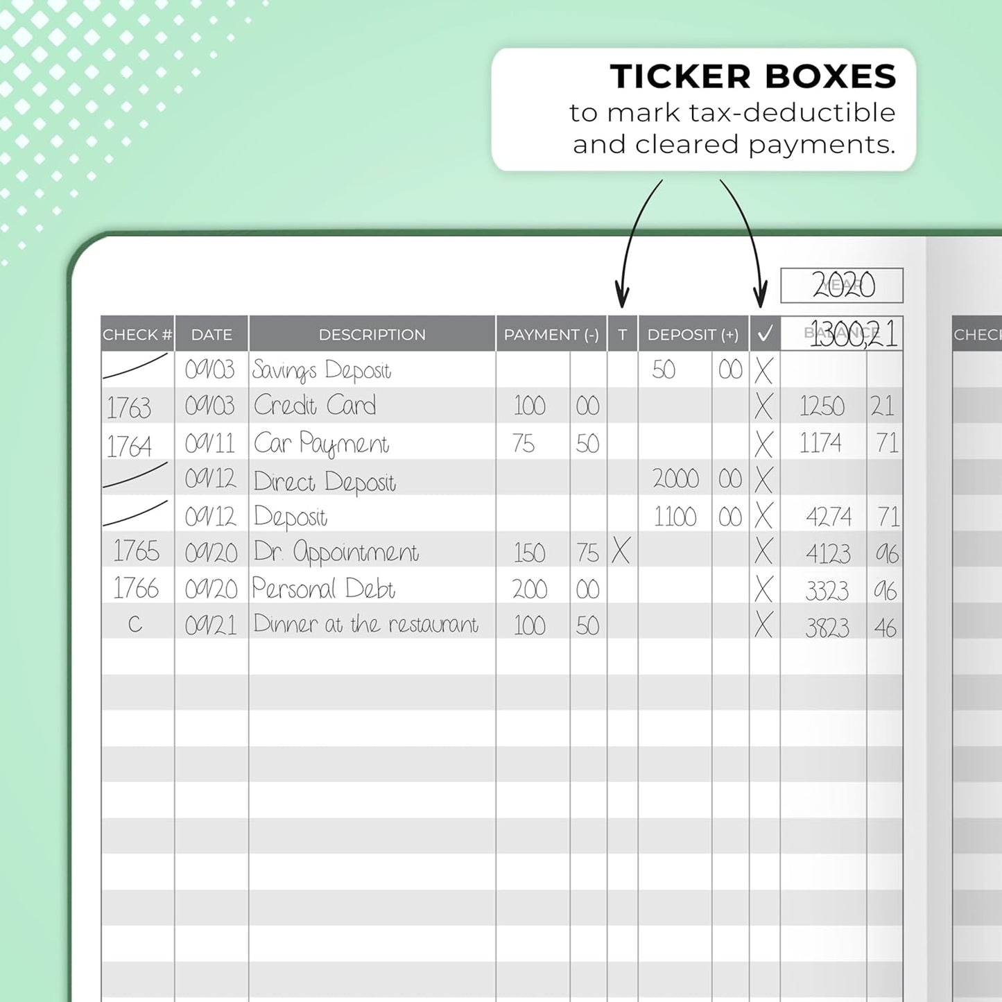 Clever Fox Check Register Book - Deluxe Transaction Register, Accounting Ledger Book, Checkbook Register & Checking Account Register Book for Personal and Work Use, A5 Hardcover - Dark Green