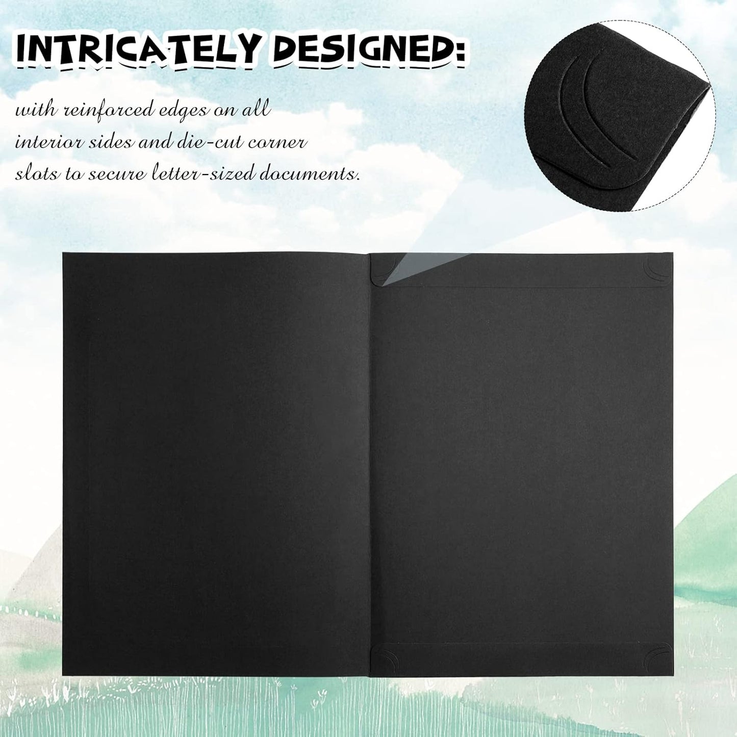 Fainne 80 Pieces Certificate Holders Diploma Holders Document Holder Certificate Covers Certificate Folders with Gold Foil Border for Letter Size 8.5 x 11 Inches Diploma Documents Awards (Black)
