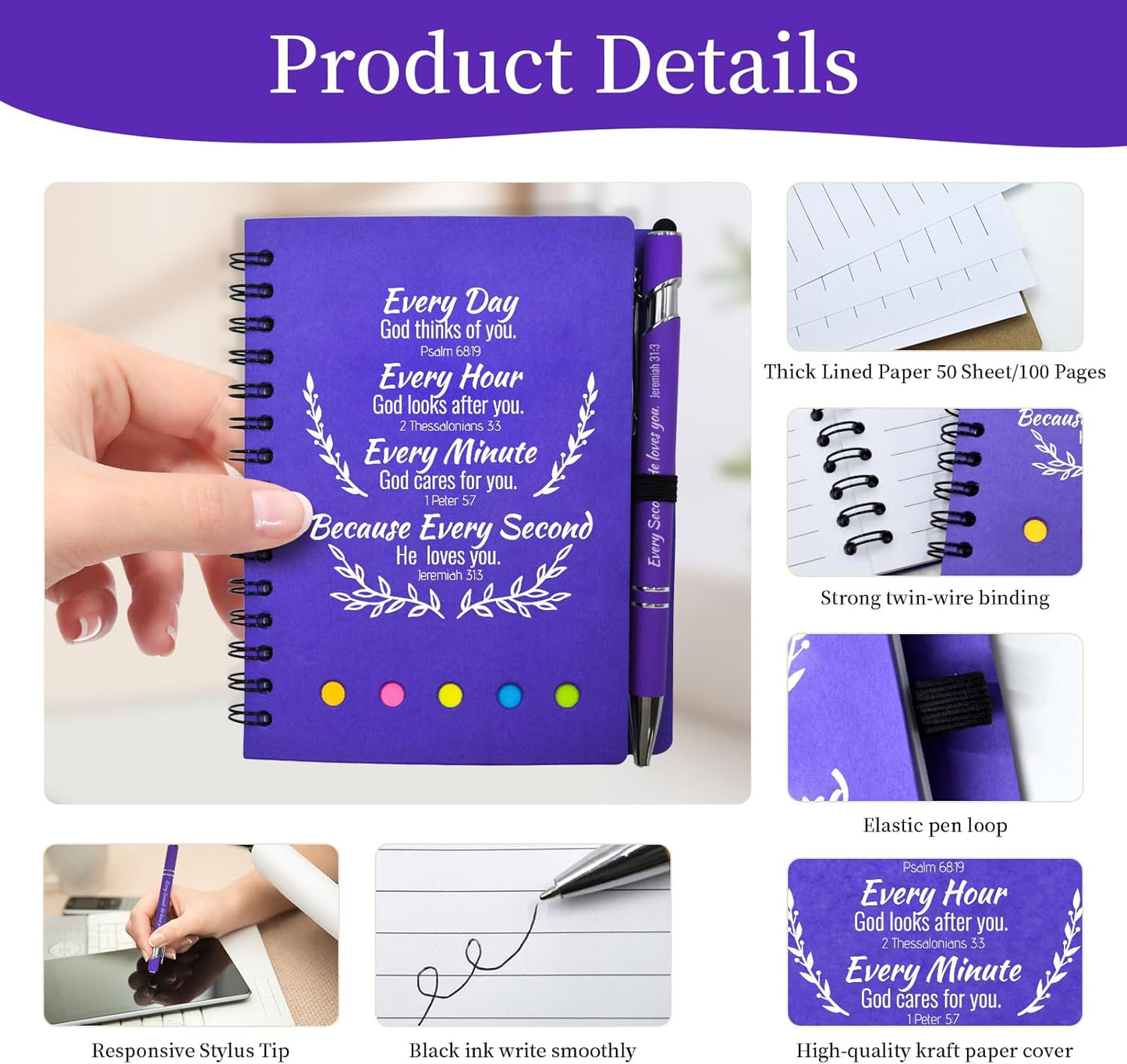 40 Pcs Bulk Christian Gifts Prayer Journal for Woman - 20 Set Religious Notepad with Christian Pen - Bible Notebook - Church Gifts for Inspirational, Bible Study, Devotions (Colorful)