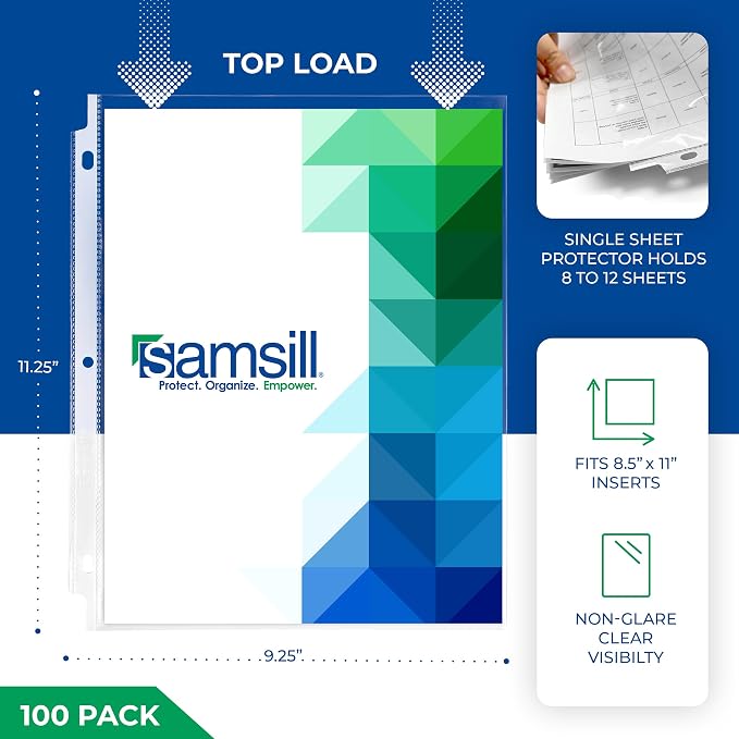Samsill 100 Pack Sheet Protectors, 8.5x11 Inch Page Protectors - Image 2