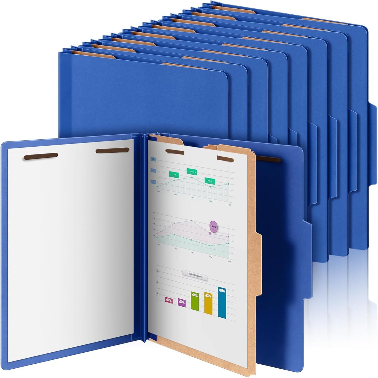 24 Pcs Classification Folders Letter Size, 1 Divider Pressboard File Folder with Fasteners, Expanding File Organizer Bulk for Teachers, Clergy, Office, Church, Christmas Donations (Dark Blue)