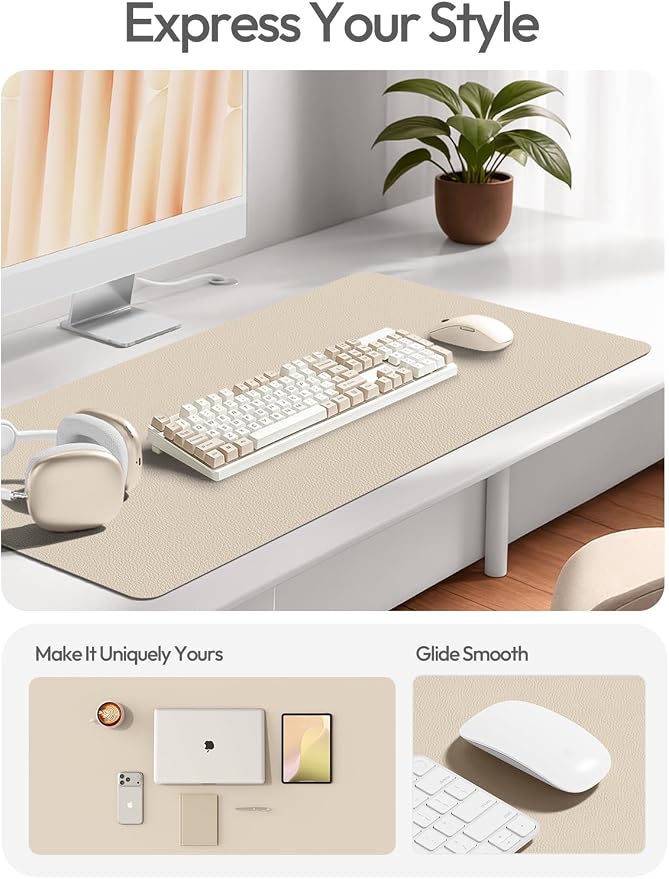 YSAGi Leather Desk Pad Protector, Large Mouse Pad, Non-Slip PU Leather Desk - Image 2