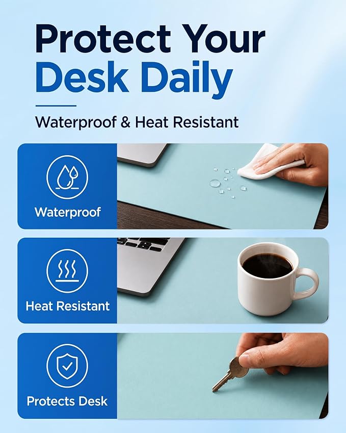 Aothia Double-Sided Desk Pad – 25.6"x13.7" Large Mouse Pad, Leather Desk Mat - Image 5