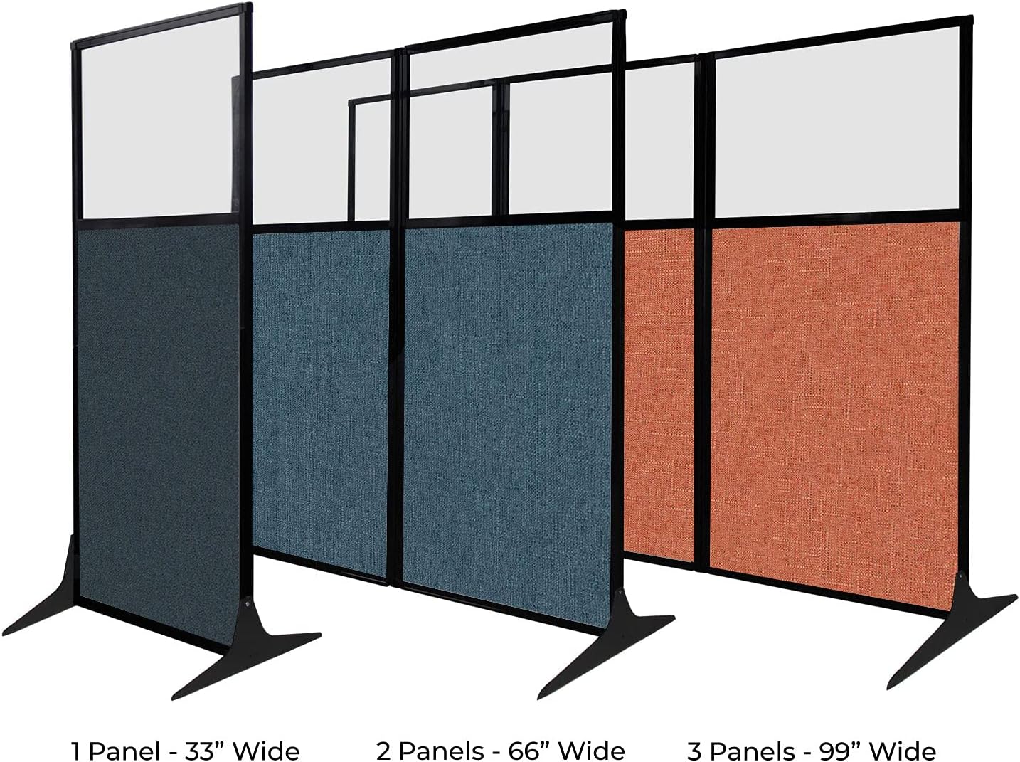 Versare Workstation Partition | Portable Wall Divider | Modern Office Cubicle | Free Standing Privacy Screen | Flexible Work Space | 99" x 70" Blue Spruce Fabric Panels