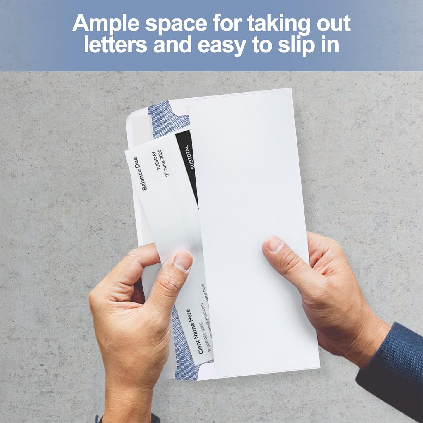 500#9 Double Window Security Envelopes, PANDRI NO.9 Self Seal White Envelopes Designed for Invoices, Business Statements & Documents - Number 9 Size 3 7/8 Inch X 8 7/8 Inch - 24 LB