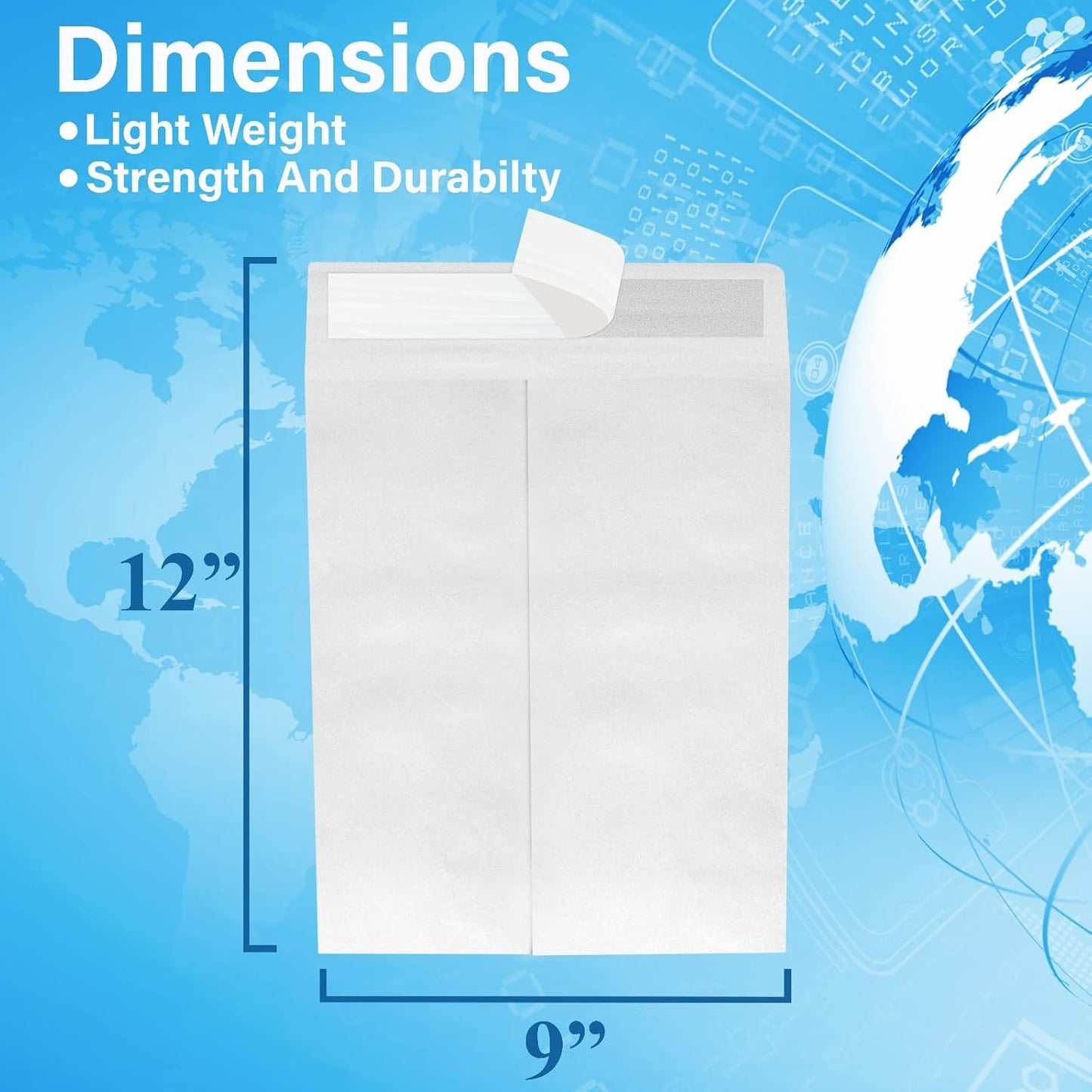 9 x 12 Envelopes, Envelopes 9x12, Catalog Envelopes 9x12, Self Sealing Closure, 14 lb., Puncture, Tear & Moisture Resistant