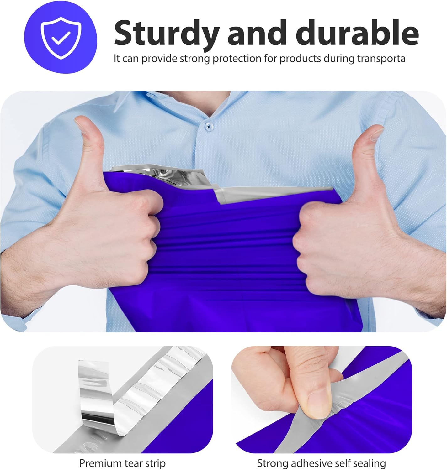 Fuxury Poly Mailers 12x15.5 Inch 500 Pcs, Bulk Shipping Bags for Clothing, Strong Adhesive Shipping Envelopes for Small Business Suppliers,Waterproof Mailers Poly Bags Mailing Envelopes Blue