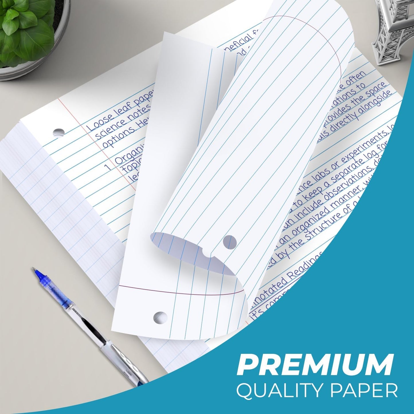Loose Leaf Paper, 450 Sheets, 3 Pack, College Ruled Paper, 8" x 10.5", Bulk Office Filler Paper, 3 Hole Punched, 150 Sheets/Pack, 56 gsm Paper, College Ruled Notebook Paper for Binder, White